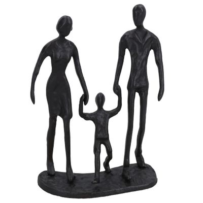 AB Tools Family of 3 Holding Hands Silhouette Figurine Statue House Decor Ornament Metal