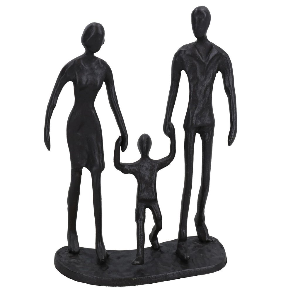 AB Tools Family of 3 Holding Hands Silhouette Figurine Statue House Decor Ornament Metal