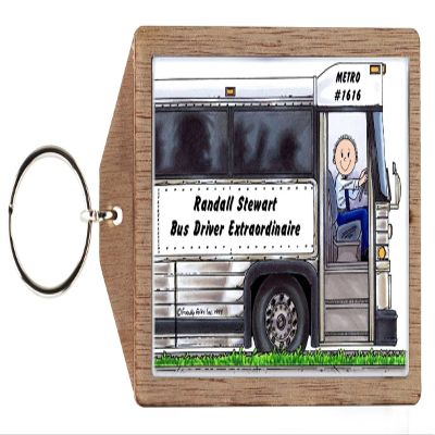 Personalized Bus Driver - Male Wooden Key Chain