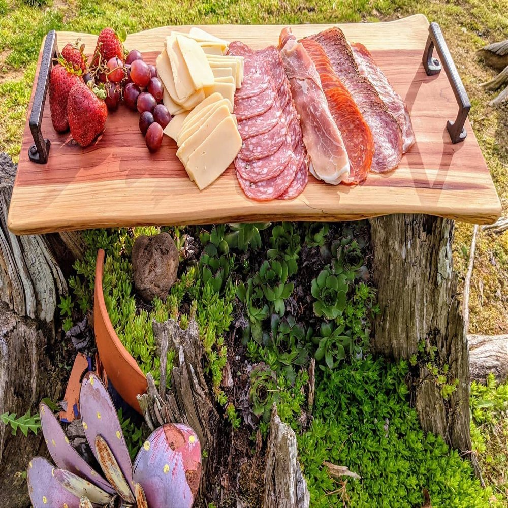 Charcuterie Board Large Live Edge Wood, Red Cedar Serving Trays With Handles, Wedding/Housewarming/Anniversary/Christmas Gift