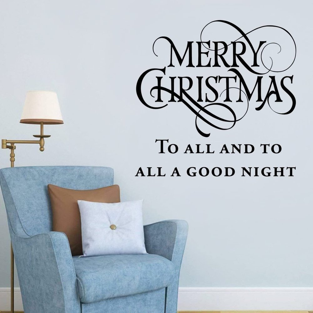 Vinyl Wall Decals Merry Christmas to All and All a Good Night Living Room Bedroom Kitchen School Home Wall Decor 27x27inch
