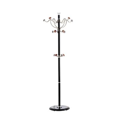 YKHB Floor Coat Rack Coat Stand New Tree Style Metal Coat Rack Coat Hat Stand Tree Holder Bags Hanger Rack with 40cm Round Base Clothes Racks 190cm Easy to Assemble (Color : Black)