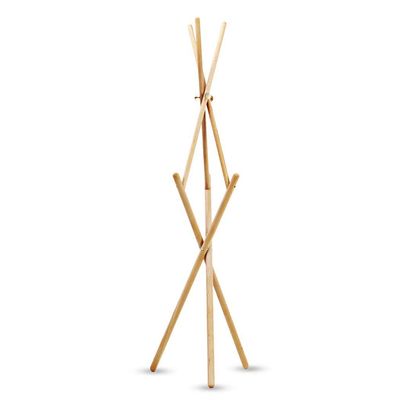 YKHB Floor Coat Rack Coat Rack with 9 Hooks Free Standing Wooden Wood Coat Stand Entryway Coat Hat Treer for Coat, Hat Easy to Assemble