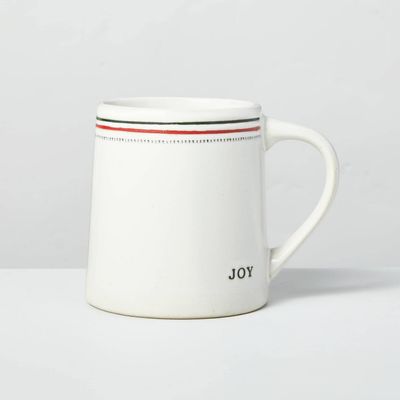 13oz Merry & Joy Holiday Stripes Stoneware Mugs Red/Green - Hearth & Hand with Magnolia (Joy), White Red