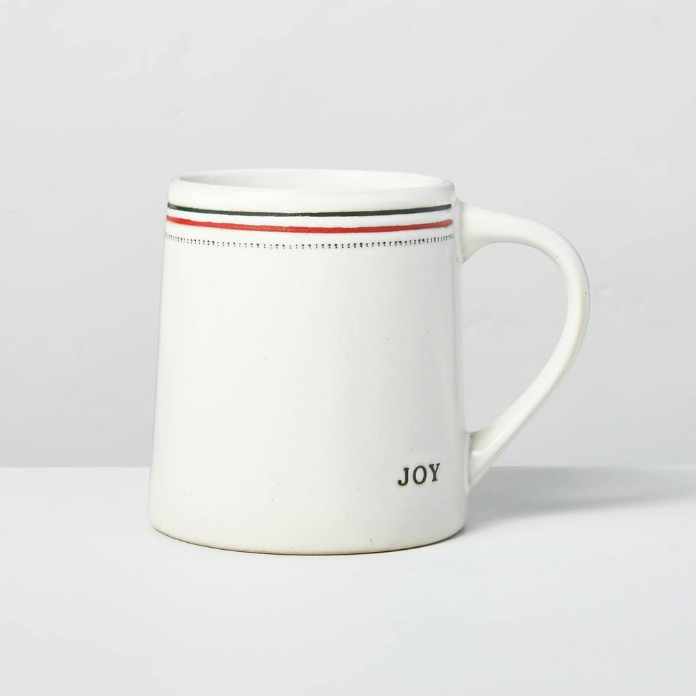 13oz Merry & Joy Holiday Stripes Stoneware Mugs Red/Green - Hearth & Hand with Magnolia (Joy), White Red