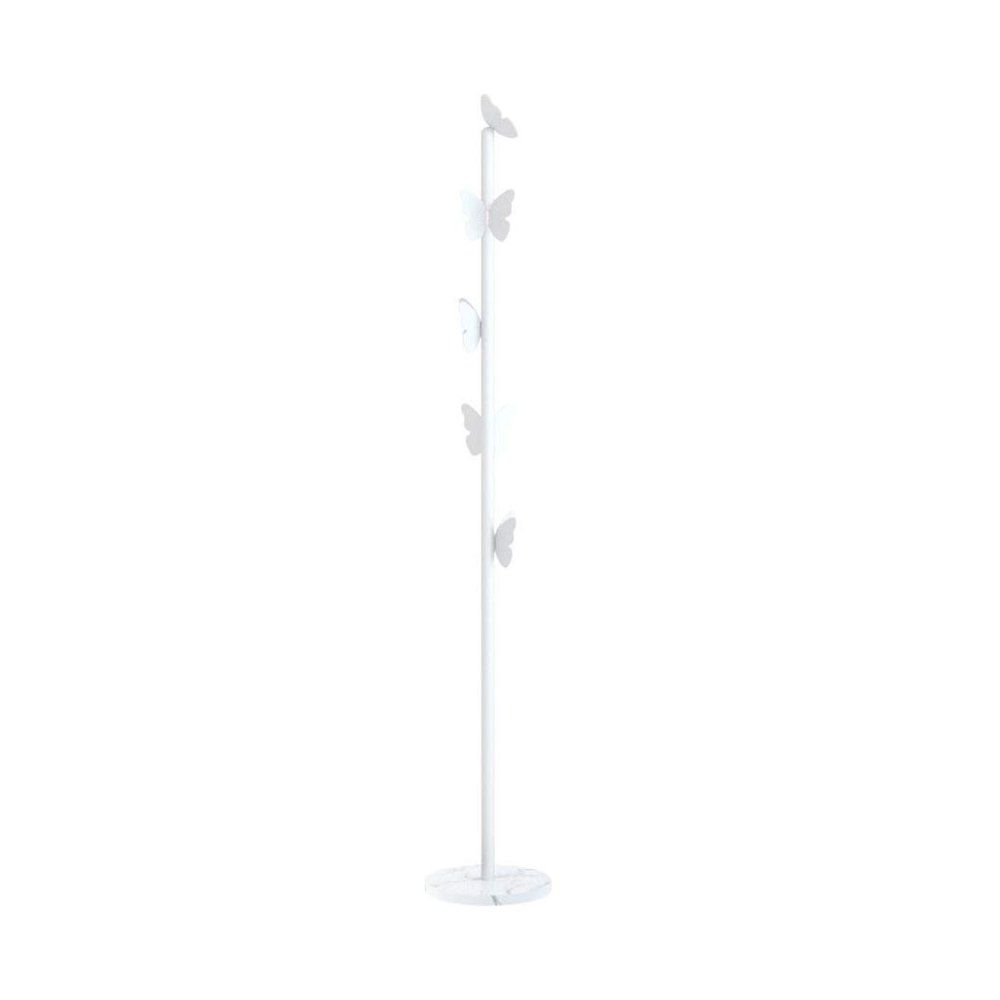YKHB Floor Coat Rack Coat Stand Creative Iron Bow-Knot Hook Coat Rack Nordic Marble Base Standing Hanger Home Floor Clothing Rack Easy to Assemble (Color : White)