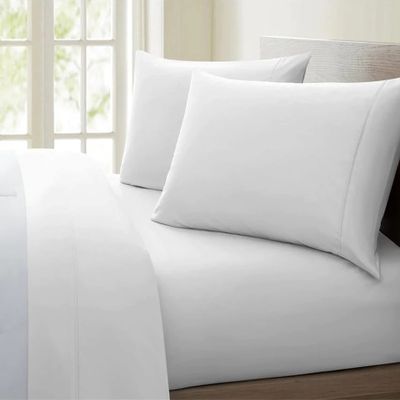 1000 Thread Count 100% Egyptain Cotton Sheet Set, 4 PCs Long Staple Combed Cotton Bedsheets, Soft & Silky Sateen Weave Fits Mattress Upto 18'' Extra Deep Pocket (Twin-XL, White)