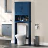 Topeakmart Over The Toilet Storage Cabinet, Organizer with Double Doors and Inner Adjustable Shelf and Lower Open Shelf for Bathroom Laundry, 66 in H, Navy Blue view 2