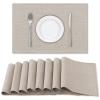 H.VERSAILTEX Linen Placemats Set of 8 Premium Solid Table Placemats for Dining Table Spill-Proof Waterproof Table Mats Heat-Resistant Kitchen Table Mats Washable, 12x18 inches, Taupe view 1