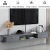 WANGPP Floating TV Unit,Wall Hanging TV Stand Wall Mounted TV Shelf with Drawer Wood Media Console Entertainment Center Under TV Floating Cabinet Desk Storage Hutch for Home and Office view 3