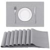 H.VERSAILTEX Linen Placemats Set of 8 Premium Solid Table Mats for Dining Table Spill-Proof Waterproof Heat-Resistant Kitchen Mats Washable, 12x18 inches, Grey view 1