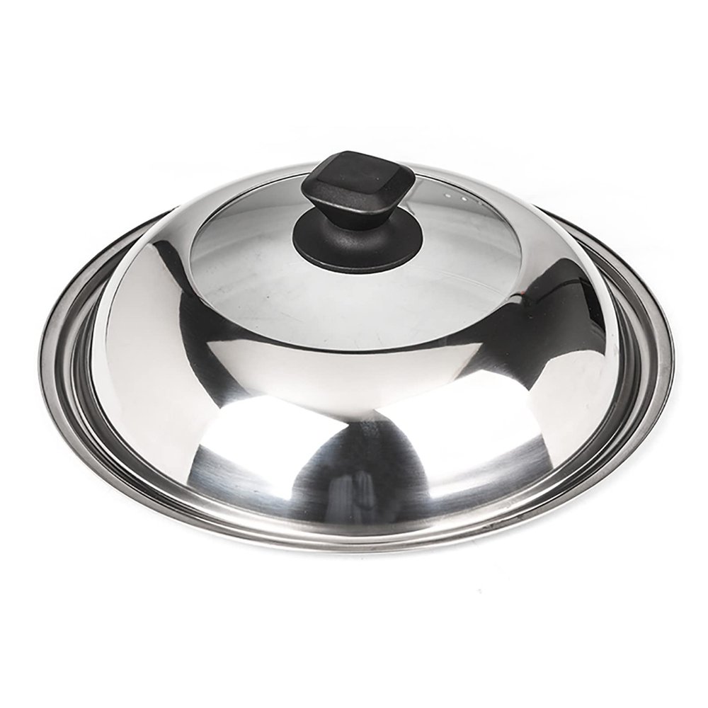 Frying Pan Lid, Stainless Steel Round Button Saucepan LidTempered GlassVisible Cooking Pot CoverSaucepan Lid (30-42cm) (Size : 38cm)