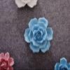 Handcrafted Ceramic Flowers Blue Rose Sculpture Home Hanging 3D Wall Art Decor Decoration 4.7 inch view 2