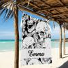 CUXWEOT Personalized Beach Towel with Name Day of The Dead Skull Swim Travel Bath Towels Sports Birthday Gifts 30 x 60 inch view 3