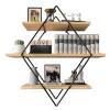 CONMING Floating Shelves for Wall with 3 Levels,Rustic Wood Geometric Style Decor Shelf,Hanging Floating Shelves,for Bedroom Living Room Home Furniture Office Decor view 1