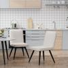Apeaka Upholstered Dining Chairs Set of 2, Modern Fabric Armless Dining Room Chairs Kitchen Table Side Chairs Home Desk Chair with Metal Legs Ivory view 3