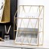 Dongng Mesh Wall File Holder Vertical Mount Hanging Organizer with Bottom Flat Tray Storage Rack Wall Decoration Pendant Rack Best Gift File Placement Rack (Gold) view 3