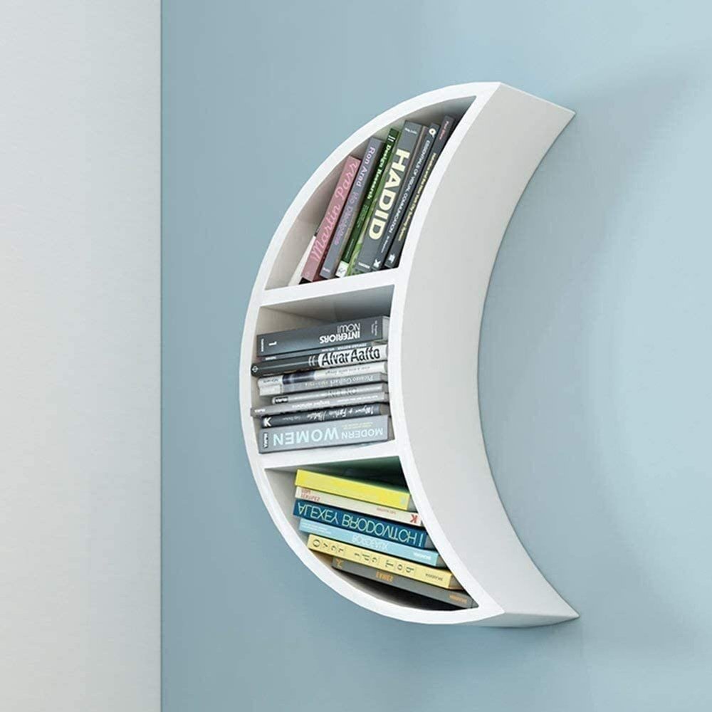 Dongng Floating Shelves Wall Mounted,Bookshelf Storage Rack Floating Unit Frame as Wall Decoration Design,Creative Decorative Wall Hanging Rack,for Bedroom/Kitchen (White)