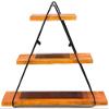 Dongng Rustic Wood Wall Floating Shelves,Metal Wall Shelf Storage Rack Personality Triangle 3 Layer Display Shelf Bookshelf Living Room (Brown) view 1