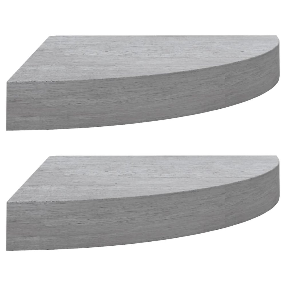 vidaXL Wall Corner Shelves in Concrete Gray - Modern Styled, Invisible Mounting, Durable Honeycomb MDF and Metal Build, Set of 2