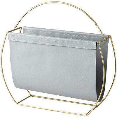Dongng Book Rack,Office Bookends,Home Storage & Organization,Golden Curved Edge Handle Design,Reading Storage Rack,for Home/Office (Silver)