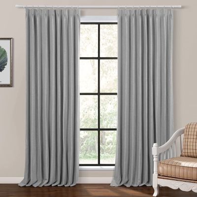TWOPAGES Thermal Insulated Blackout Curtain Flax Linen Pinch Pleated Drape for Bedroom, Window Treatment Panel Energy Efficient Room Darkening Curtain (1 Panel, 84 Wide by 84 Long)