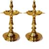 SATVIK 11 Inch Pure Brass Kerala Samai Puja Diwali Diya Traditional Kutthu Vilakku Oil lamp Pooja 1 Step Engraved Design Adjustable Deepak Pooja Article Pack of 2 view 1