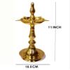SATVIK 11 Inch Pure Brass Kerala Samai Puja Diwali Diya Traditional Kutthu Vilakku Oil lamp Pooja 1 Step Engraved Design Adjustable Deepak Pooja Article Pack of 2 view 2