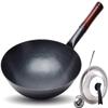 LJYT Wok cooking pan, Wok Pan Household Stainless Steel Wok With Lid, Non-stick And Uncoated Wok, Scratch Resistant Cookware (Size : 32cm) view 1