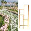 4 Tier Wedding Flower Rack Metal Vase Column Stand, 4 Layers Gold Frame Geometric Vase Column Stand Metal Flower Stands Holders Flower Display Rack, Rectangular Frame for Wedding Party Decoration view 3