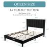 HOOMIC Queen Size Platform Bed Frame with Velvet Upholstered Plush Vertical Channel Headboard, No Box Spring Needed, Easy Assembly,Black view 2
