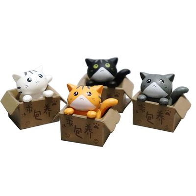 4 Pieces Kitten Ornaments Zcargel Carton Kitty Ornaments Cartoon Animal Decoration Kitten Capsule Toy Doll Toy Creative Micro Landscape Small Ornaments Car Decoration for Car Office Bedroom