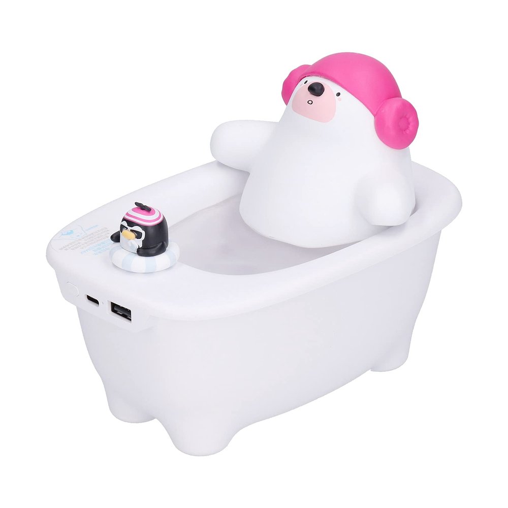 Polar Bear Penguin Bathtub Humidifier, 550ml Bedroom Air Humidifier Aroma Diffuser, White Bear Spa Steam Essentail Oil Mist Diffuser