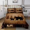 Bear Bedspread for Kids Boys Girls Farmhouse Wild Animal Bedding Set Retro Bear Family Quilted Coverlet Brown Bear Paws Bedroom Decor Coverlet Set King Size Quilted Set 3Pcs view 2