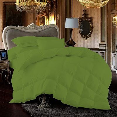Star Linen 100% Egyption Cotton Comforter 100 Series 500 GSM 5 PC Comforter Set Fill Power Buffy Overfilled All Season Moss - California King Size Soft Quilted with Corner Tabs, Winter Warm Fluffy