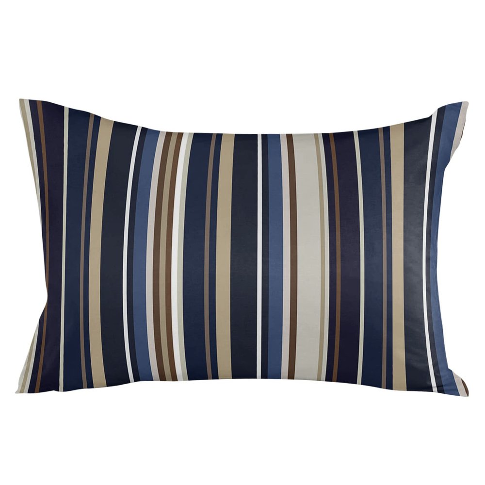 T&H XHome Pillow Covers 12x20 Inch Blue Brown Stripes Soft Brushed Microfiber Pillowcases with Hidden Zipper Closure Bed Pillow Shams for Bedroom Sofa Car