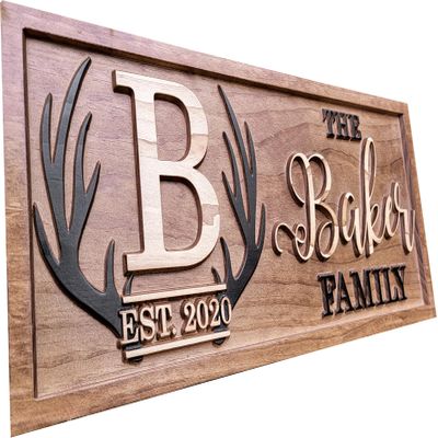 Personalized Deer Antler Plaque  Rustic Cabin Wall Art, Hunting Gift for Men, Custom Lake House or Cottage Decoration