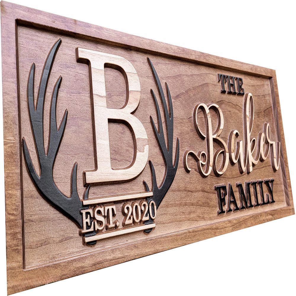 Personalized Deer Antler Plaque  Rustic Cabin Wall Art, Hunting Gift for Men, Custom Lake House or Cottage Decoration