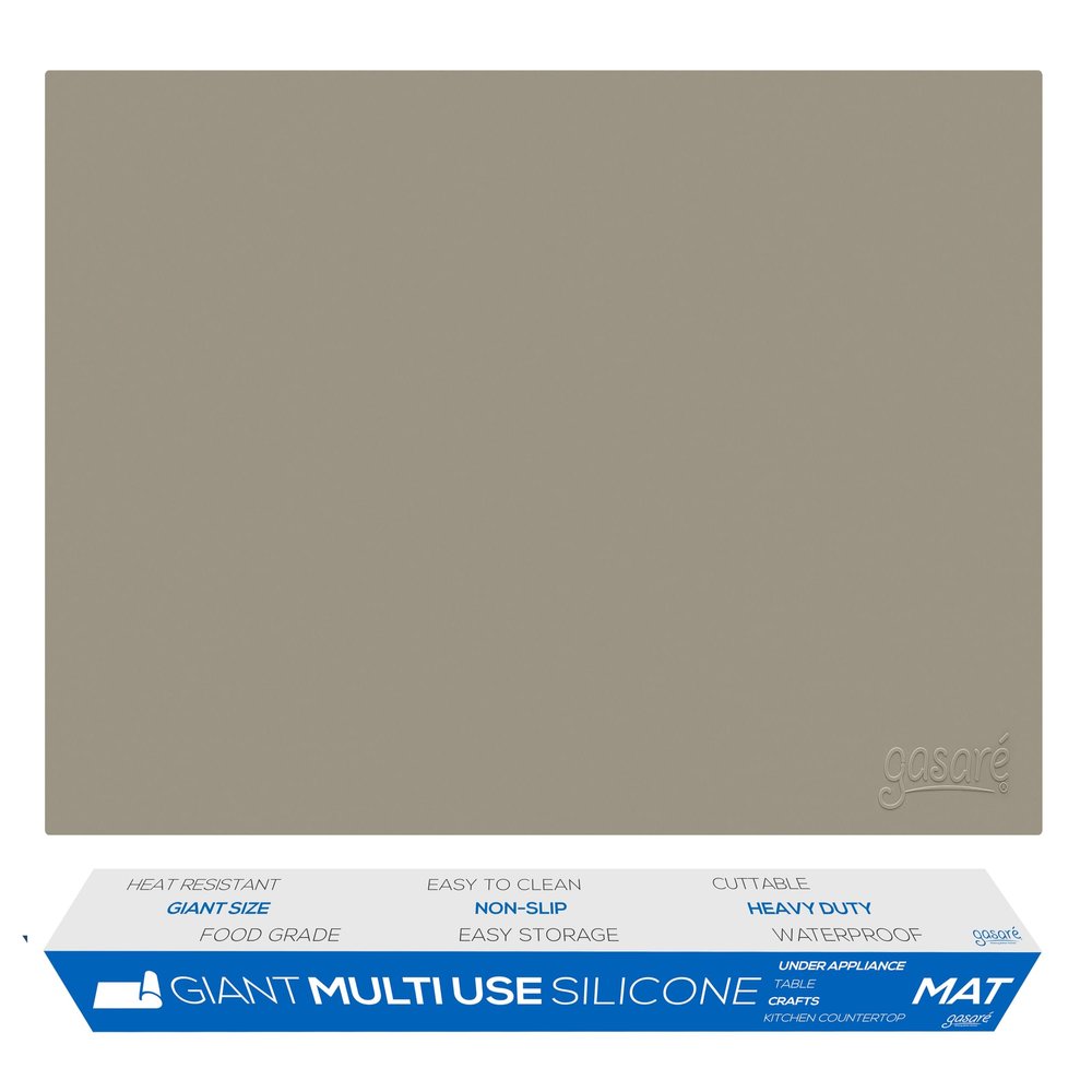 GASAR, Extra Large, Thick, Silicone Mat for Kitchen Counter, Heat Resistant Mat, Countertop Protector, Non-Slip, Easy to Clean, Cuttable, 40 x 23.5 Inches, Taupe