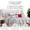 Southshore Fine Living, Inc. Holly Jolly Christmas Quilt Set with Holiday Throw Pillows and Shams, Soft Holiday Bedding Set for Queen/Full Size Bed, 6-Piece w/Christmas Tree & Reindeer, Red & White view 2