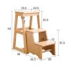 Solid Wood 3-Step Ladder Stool, Portable Wooden Step Stool, Multifunctional Foldable Ladder Chair for Home Kitchen Library -150kg view 2