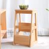 Solid Wood 3-Step Ladder Stool, Portable Wooden Step Stool, Multifunctional Foldable Ladder Chair for Home Kitchen Library -150kg view 3