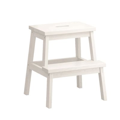 LHYZF 2 Steps Folding Foot Stools, Portable Multifunctional Flower Stand/Shoe Bench Climb High Ladder Step Stool - White