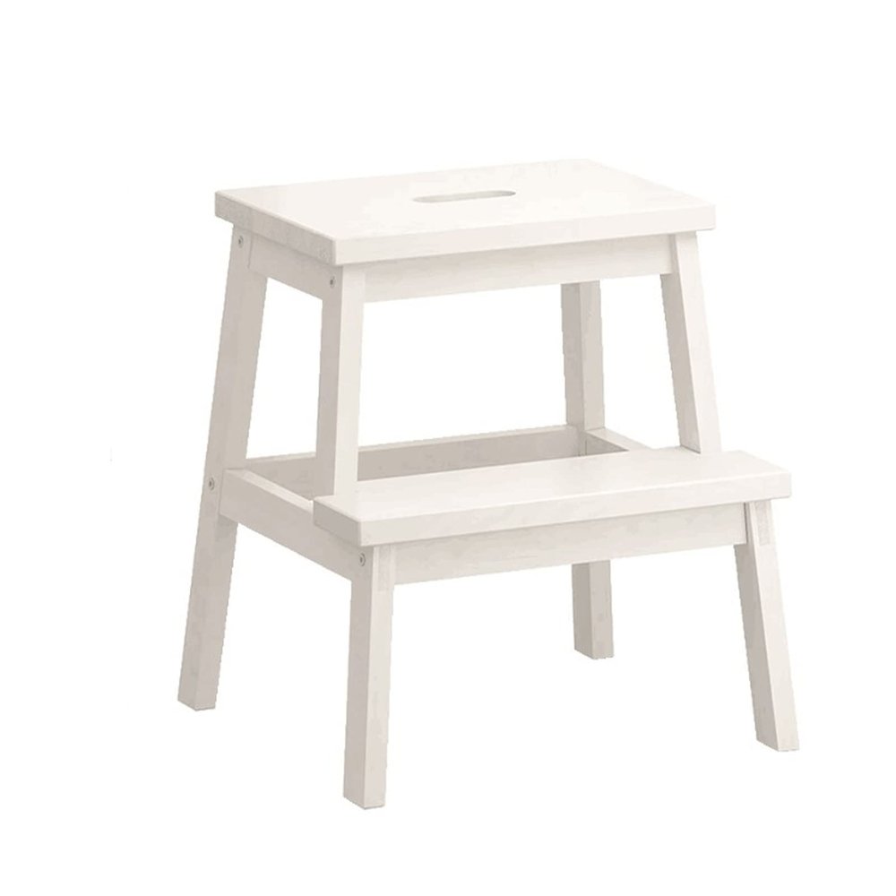 LHYZF 2 Steps Folding Foot Stools, Portable Multifunctional Flower Stand/Shoe Bench Climb High Ladder Step Stool - White
