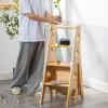 LHYZF Solid Wood Ladder Folding 4 Steps Stools, Multifunctional Portable Ladders Stool Indoor Stepladder Shoe Bench/Flower Rack Stairs Chair view 1