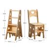 LHYZF Solid Wood Ladder Folding 4 Steps Stools, Multifunctional Portable Ladders Stool Indoor Stepladder Shoe Bench/Flower Rack Stairs Chair view 2