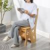 LHYZF Solid Wood Ladder Folding 4 Steps Stools, Multifunctional Portable Ladders Stool Indoor Stepladder Shoe Bench/Flower Rack Stairs Chair view 3