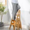 LHYZF Solid Wood Ladder Folding 4 Steps Stools, Multifunctional Portable Ladders Stool Indoor Stepladder Shoe Bench/Flower Rack Stairs Chair view 4