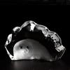 ACEVER Crystal Sculpture Etched Figurine, 3D Color Cast Crystal Engraved and Sandblasted Motif Home Desktop Decor (White Seal) view 2