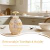 Cyrank Portable Retractable Toothpick Holder, Pop Up Toothpick Dispenser Toothpicks Case Storage with Hand Press Toothpick Dispenser for Kitchen(Gold) view 2